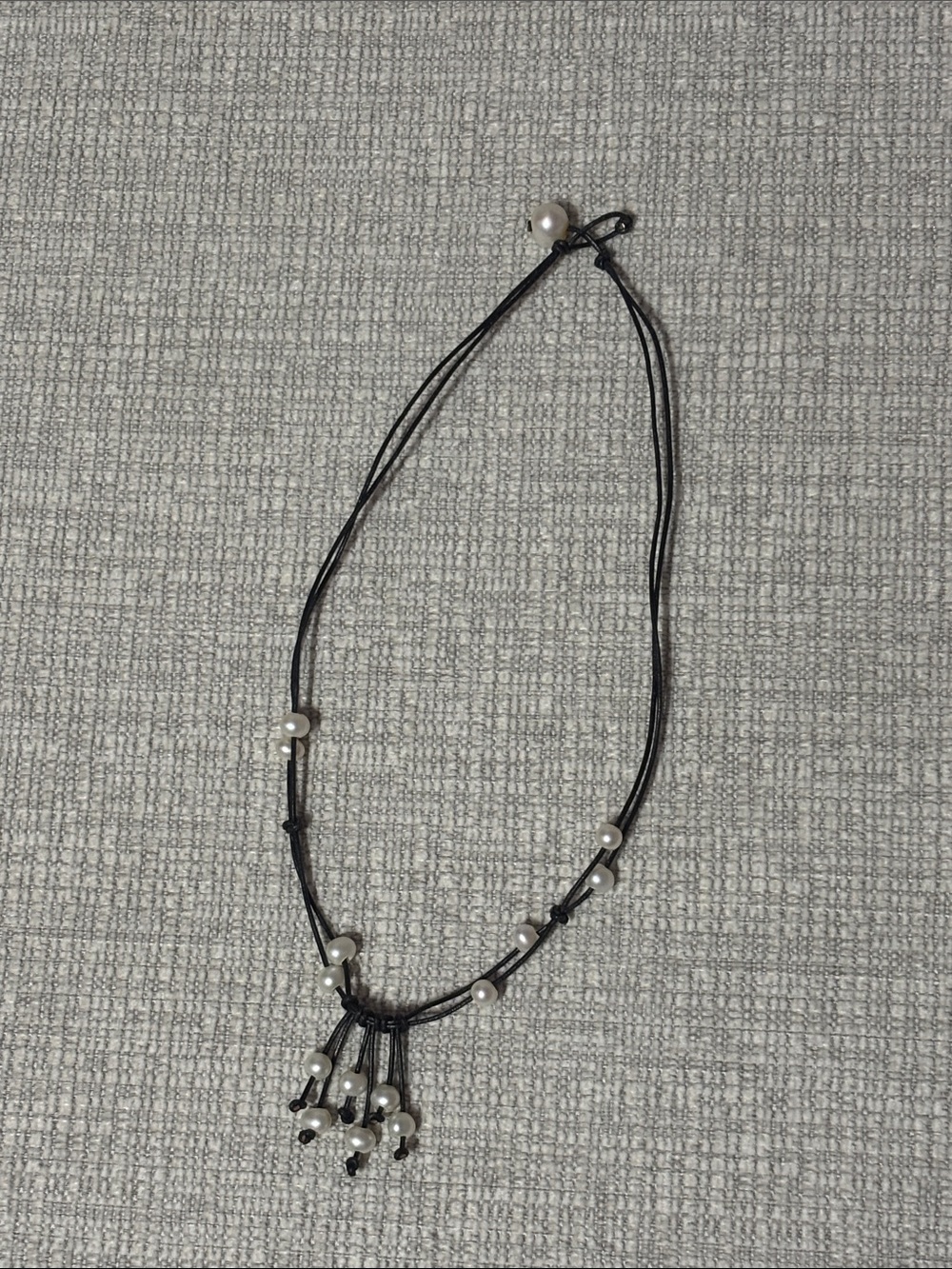 Pearl Accent Black Cord Women's Necklace
